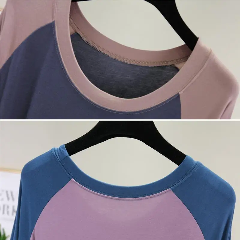 

Spring 2021 female modal dress summer round neck loose large size nightdress thin skirt short sleeve long skirt