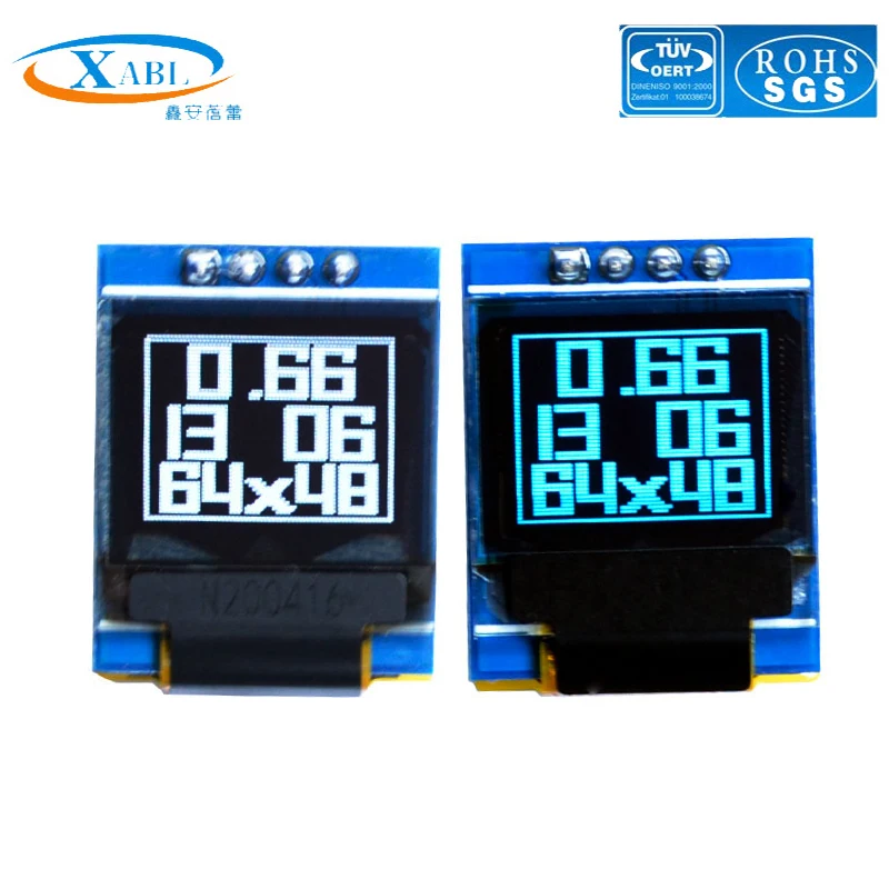 

XABL 0.66 Inch OLED Module Resolution 64*48P OLED Display Module SSD1306 4Pin IIC PM material SPI Factory Outlet Custom Size