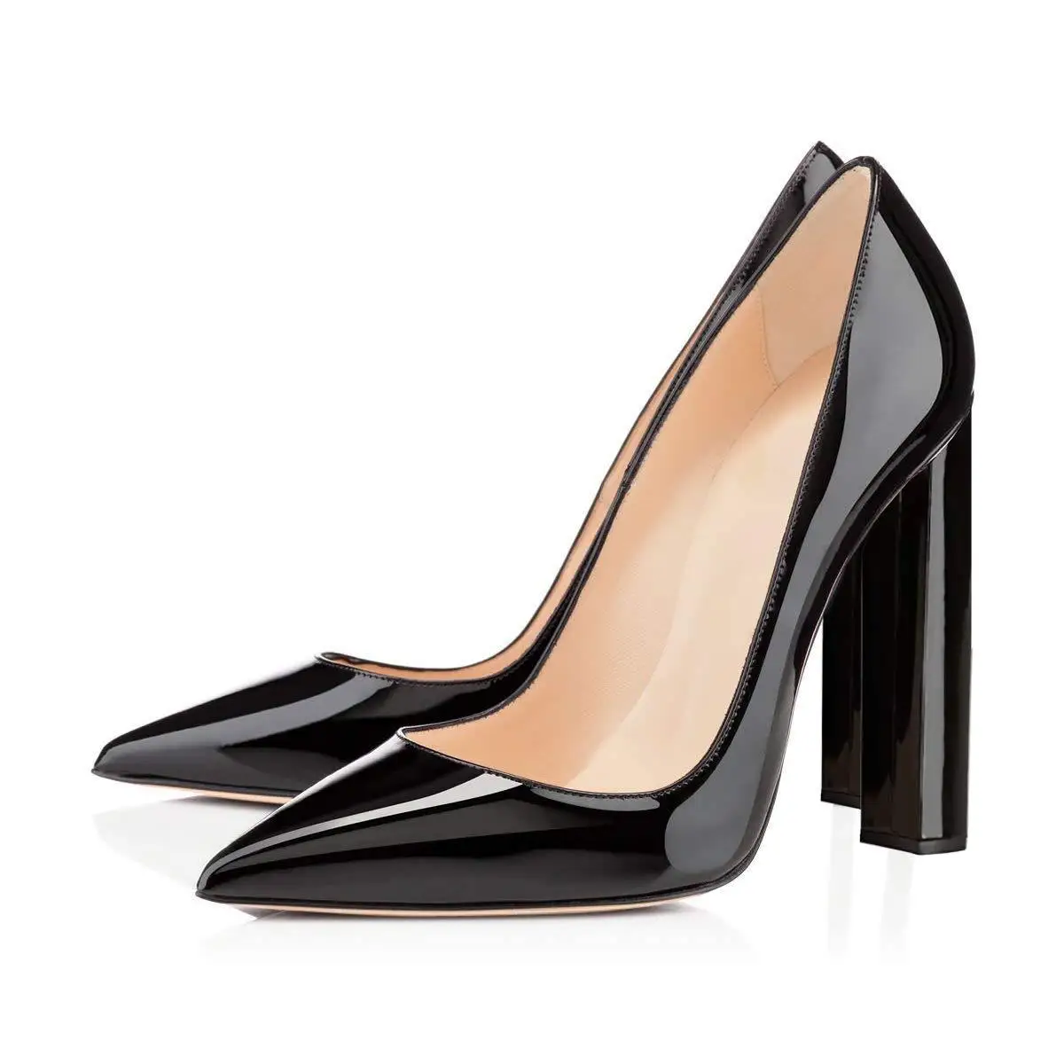 

Fashion Single Shoes Pointed Toe Thick Heel Elegant Women's Shoes Black Suede High Heels Office Dress Shoe Pumps Sandalias Mujer