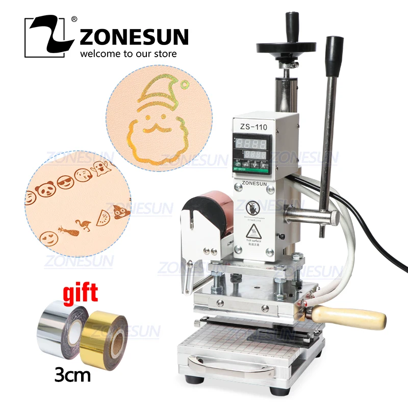 ZONESUN ZS110 slideable workbench цифровая машина для горячего тиснения фольгой кожа тиснение