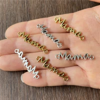 junkang 25pcs charm letters mama double ring connection necklace pendant for jewelry diy handmade accessories materials