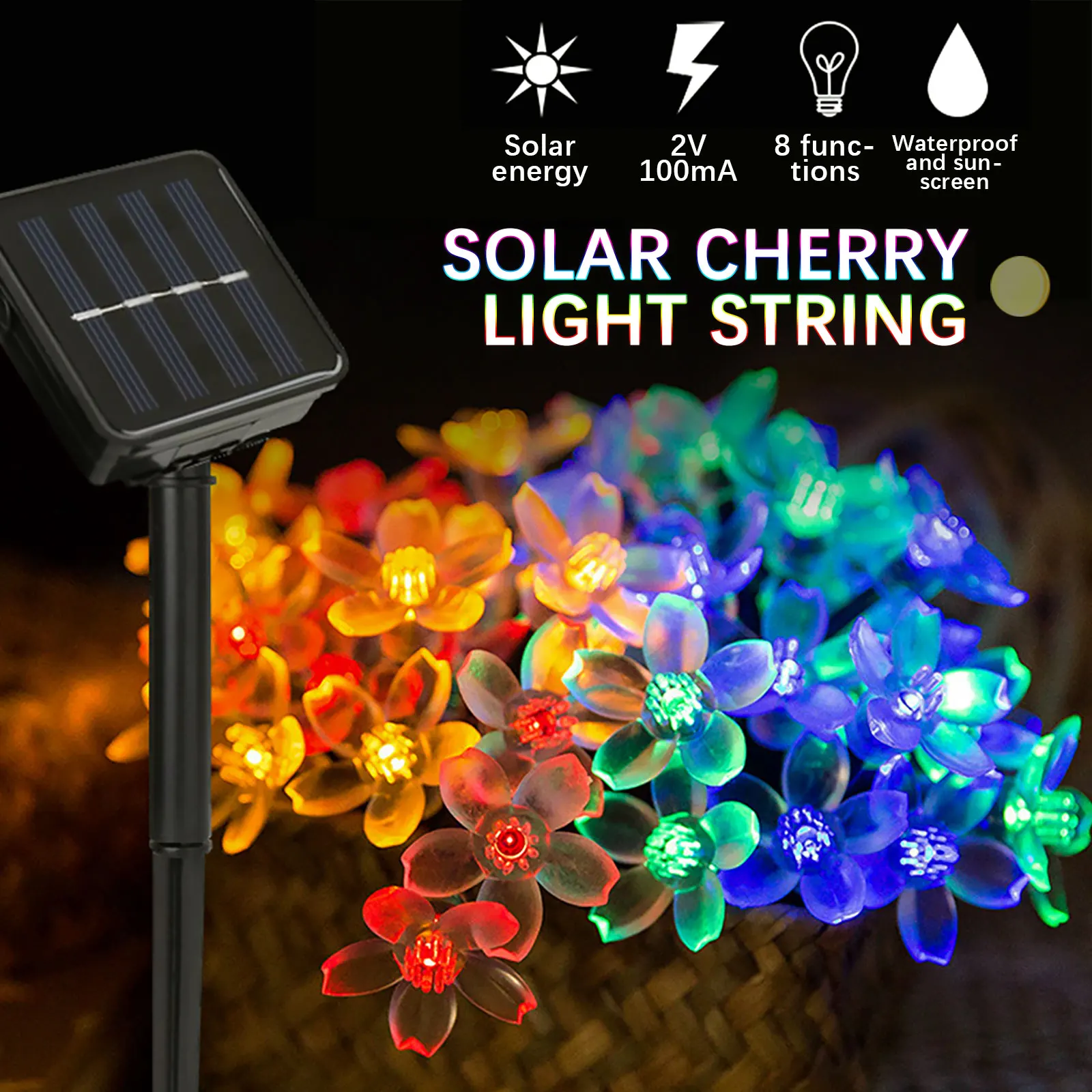 

Solar String Christmas Lights Outdoor 7m/23ft 50 LED 8Mode Waterproof Flower Garden Blossom Lighting Party Home Decoration