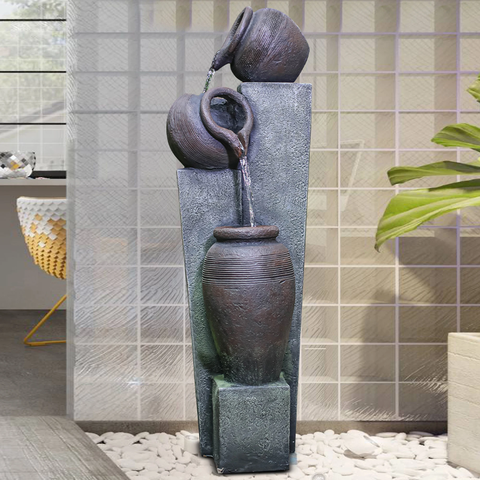 Напольный фонтанчик 39 дюймов 3-ярусные горшки-кувшины напольная стойка