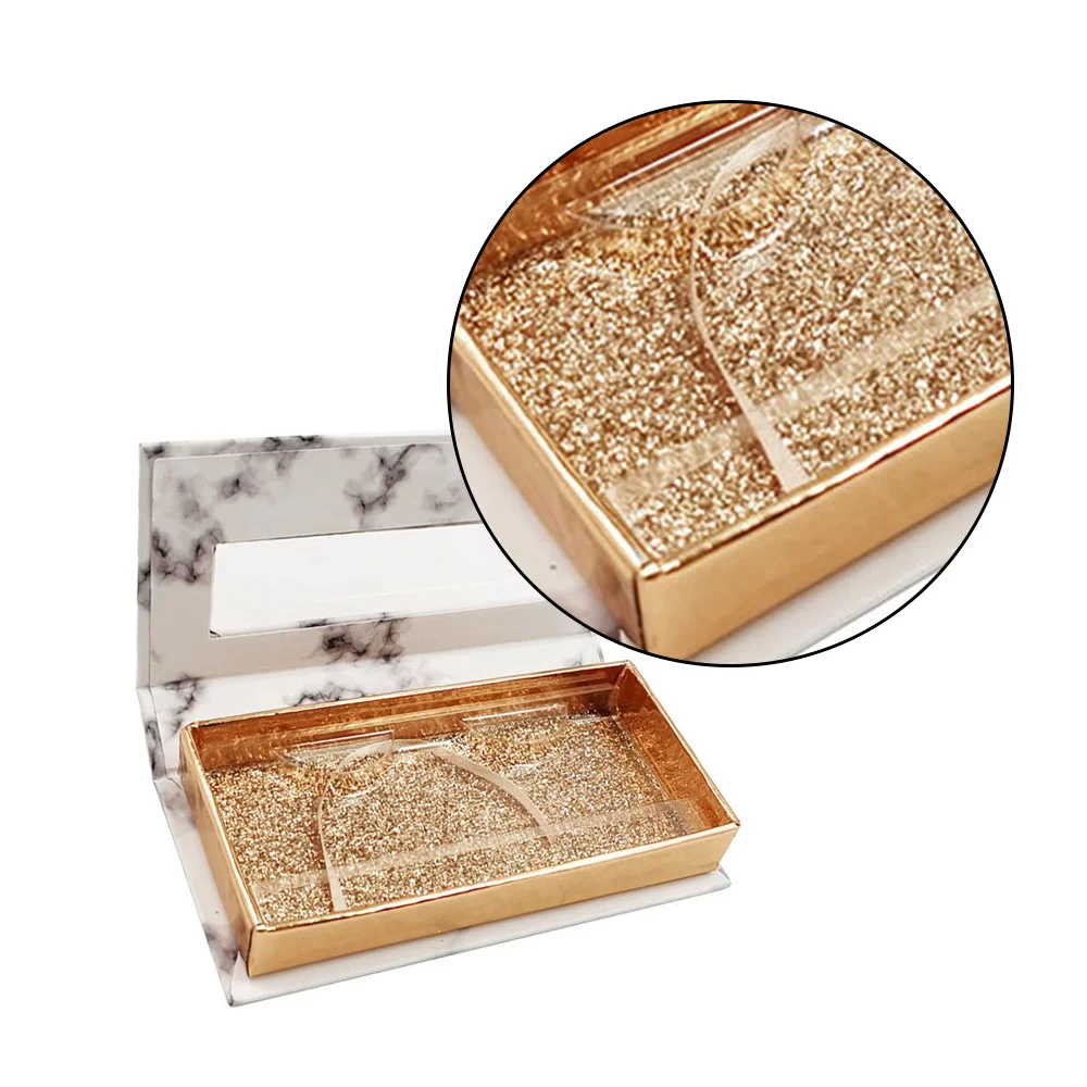 

5 Pcs Rectangular Box Window Colorful Powder Inner Box Marble Pattern Fine Inlaid False Eyelash Packaging Open Window Box