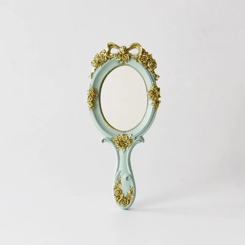 1 шт. зеркало для макияжа деревянная смола винтажная Роскошная ручная ручка