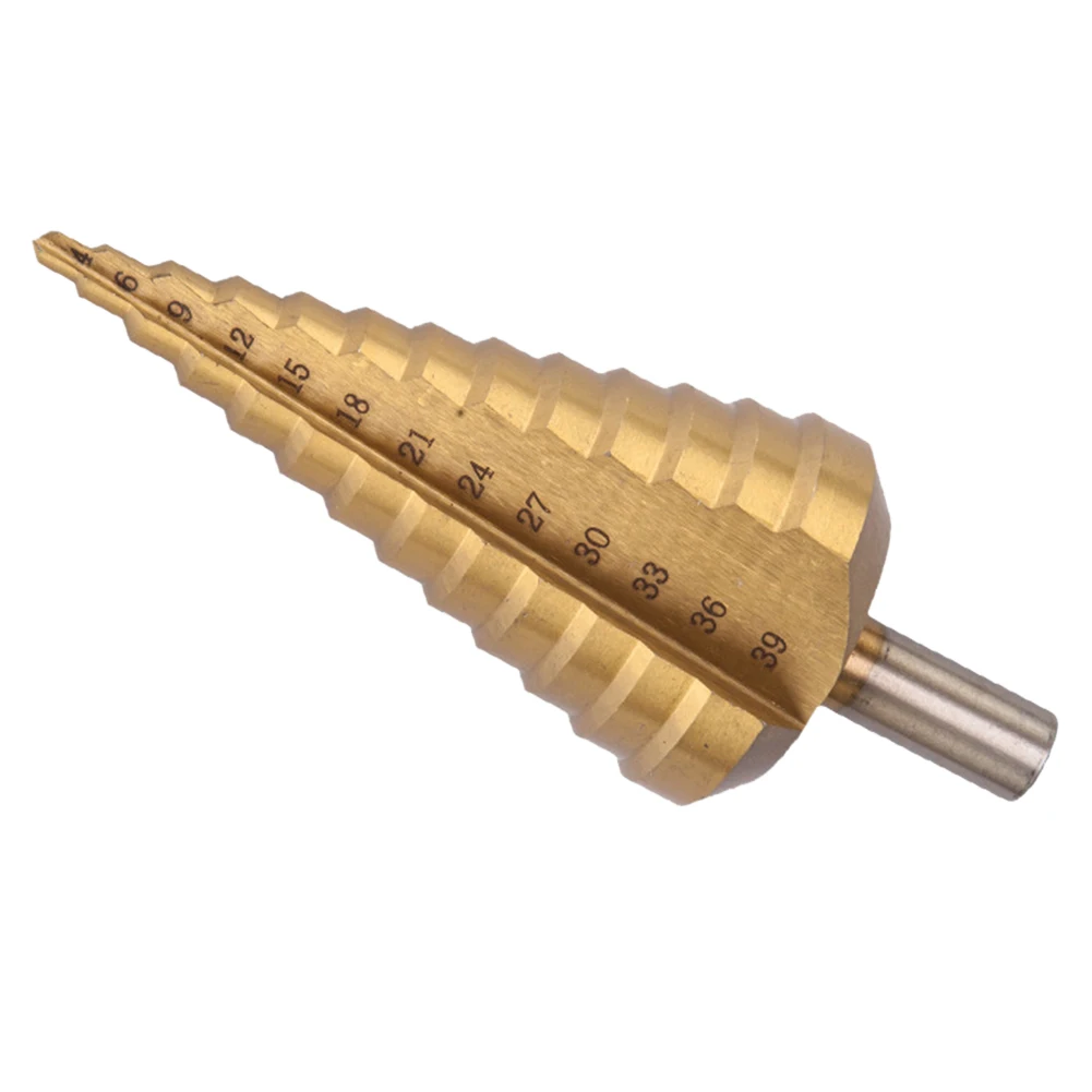 Сверло ступенчатое из быстрорежущей стали с титановым покрытием 4 39 мм|Сверла| |