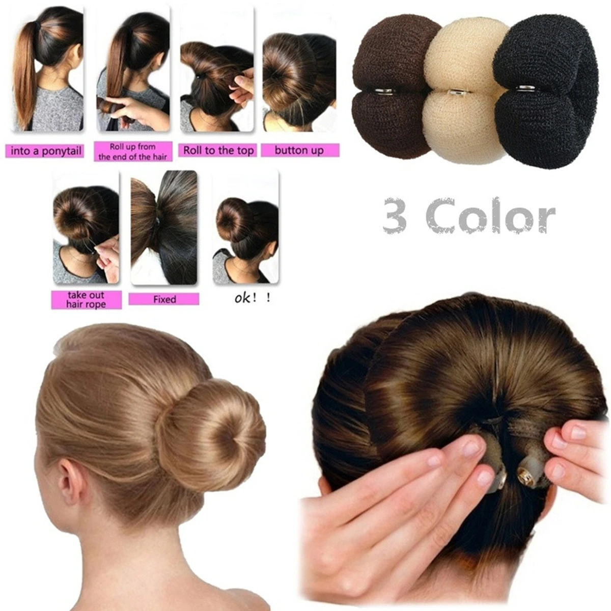 

2021 Fashion Women Hair Maker Donut Magic Foam Sponge Big Ring Hair Styling Tools Headdress Hairstyle Hair Accessories