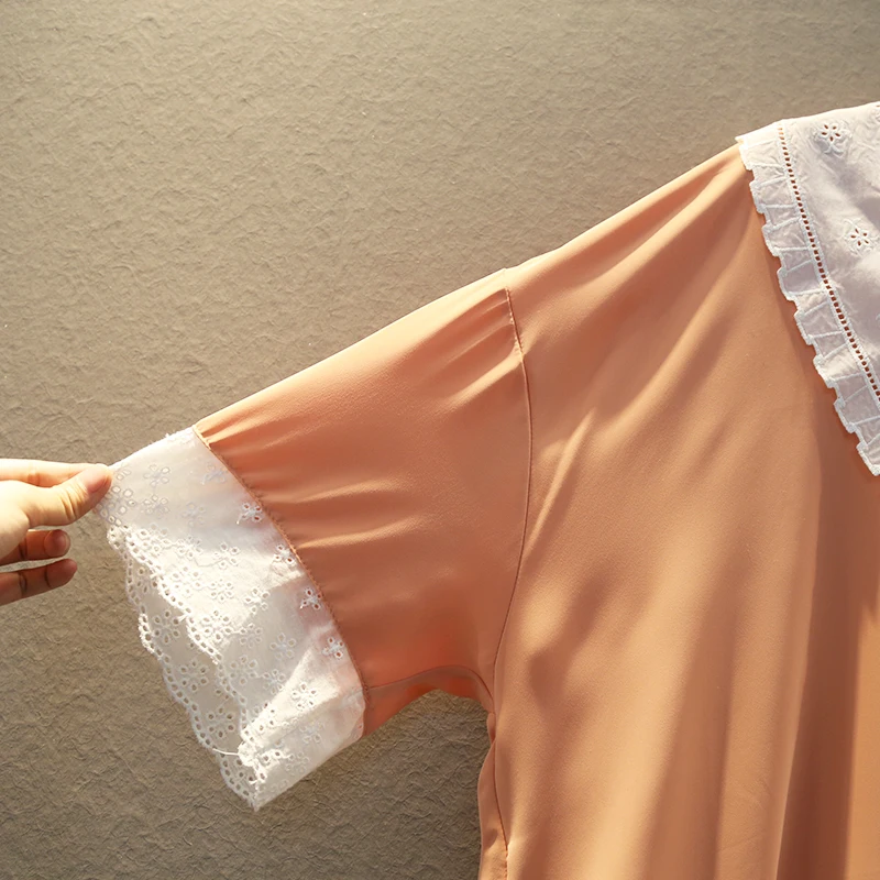 Женское платье с коротким рукавом [EWQ] повседневное однотонное в стиле пэчворк