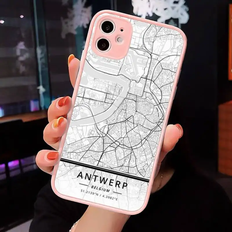 

London Country Sketch City Map Phone Cases matte transparent For iphone 7 8 11 12 plus mini x xs xr pro max cover