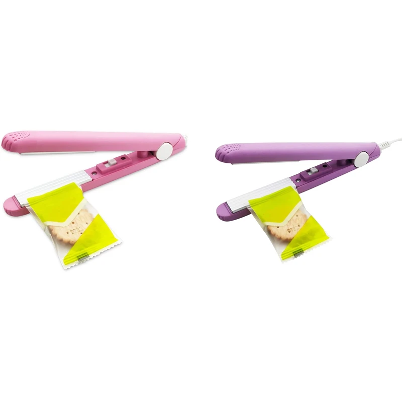 

2X Heat Sealer Bags Machine Food Saver Storage Color Street Nail Strips Bag Sealer For Food US Plug Pink & Purple