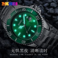 skmei famous brand light energy luminous green water ghost water ghost mens watch waterproof business calendar steel belt1779
