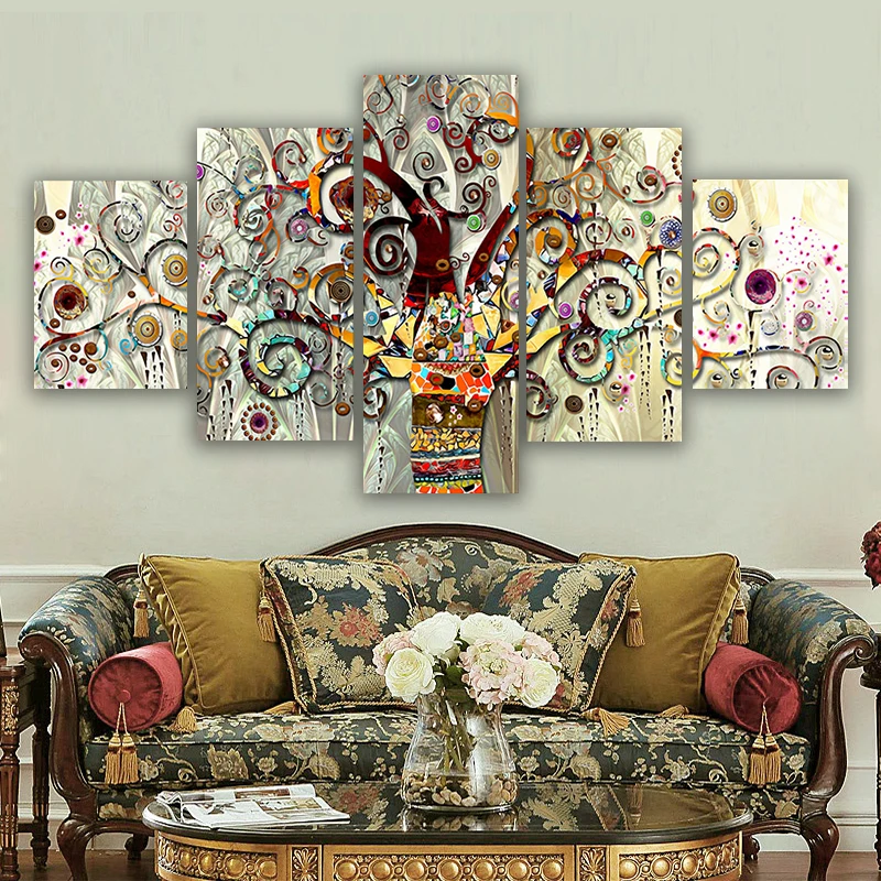 

Exotic Tree Of Life Wall Decor Canvas Art Painting Interior Picture Nordic Five-Piece Set Poster No Frame Print For Living Room
