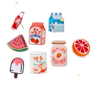 fruit milk bottle strawberry watermelon coke orange patch for jacket clothes stickers shoes badge diy apparel accessories
