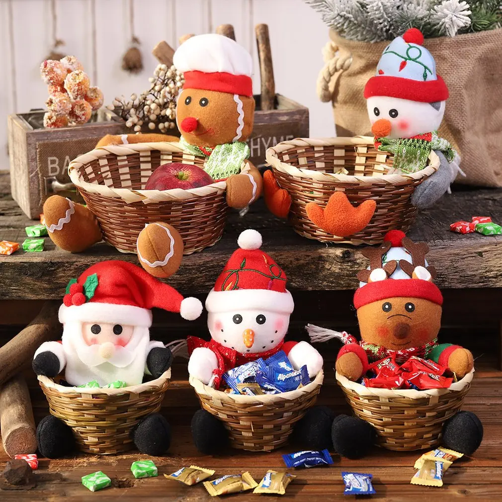 Christmas Fruit Basket Children Xmas Gift Candy Sweet Storage Box Santa ELK Holder |