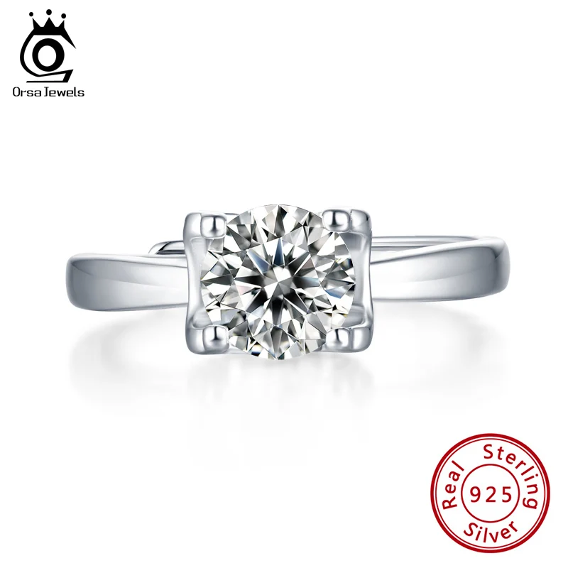 ORSA JEWELS 1ct 6 5 мм круглый D Цвет VVS1 Moissanite кольцо с бриллиантом тест прошел пасьянс