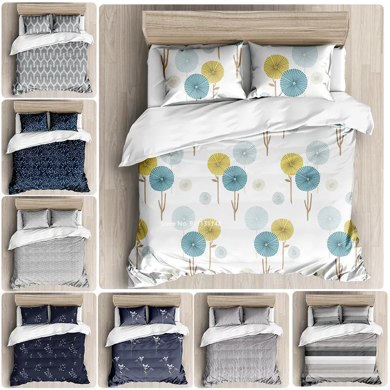 

Mode und Frische Stil Digitale Druck Bettwäsche Set Set Moderne Einfache Geometrie Unten Bett Abdeckung Kissen Hause Textil