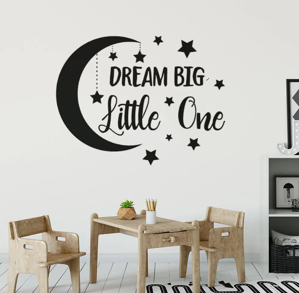 

Съемная виниловая настенная наклейка Dream Big Little One с Луной и звездами