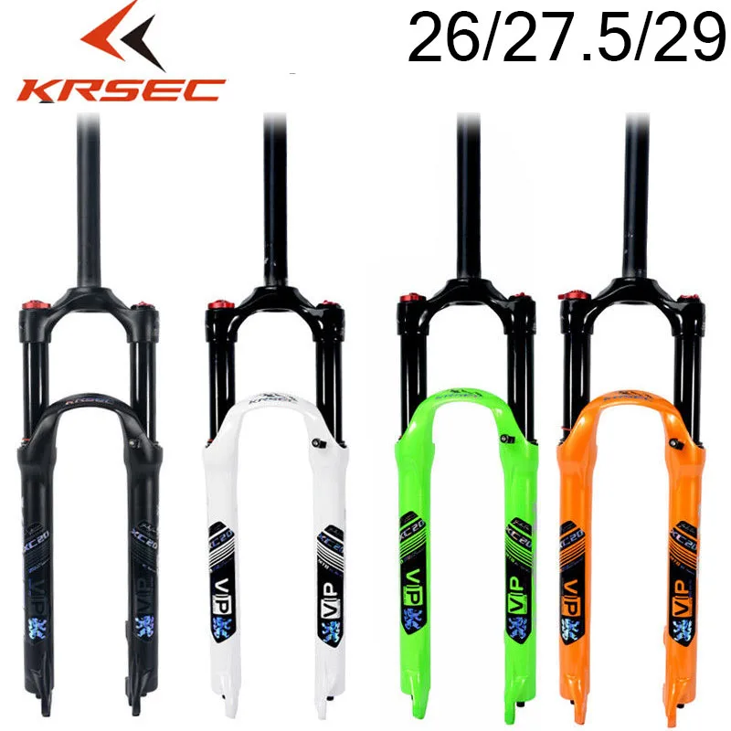 KRSEC сверхлегкий MTB пневматическая подвеска вилка прямая трубка Ручная Блокировка жесткий дисковый тормоз Горный велосипед вилка 26/27. 5/29er