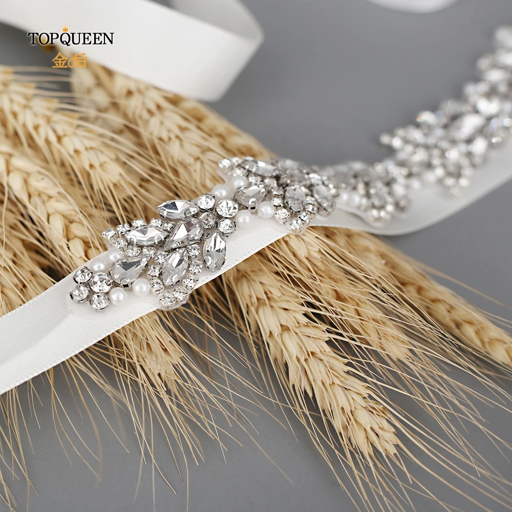 TOPQUEEN S410 стразы, свадебный пояс, пояс с серебряными бриллиантами и кристаллами для свадебного платья, свадебное украшение