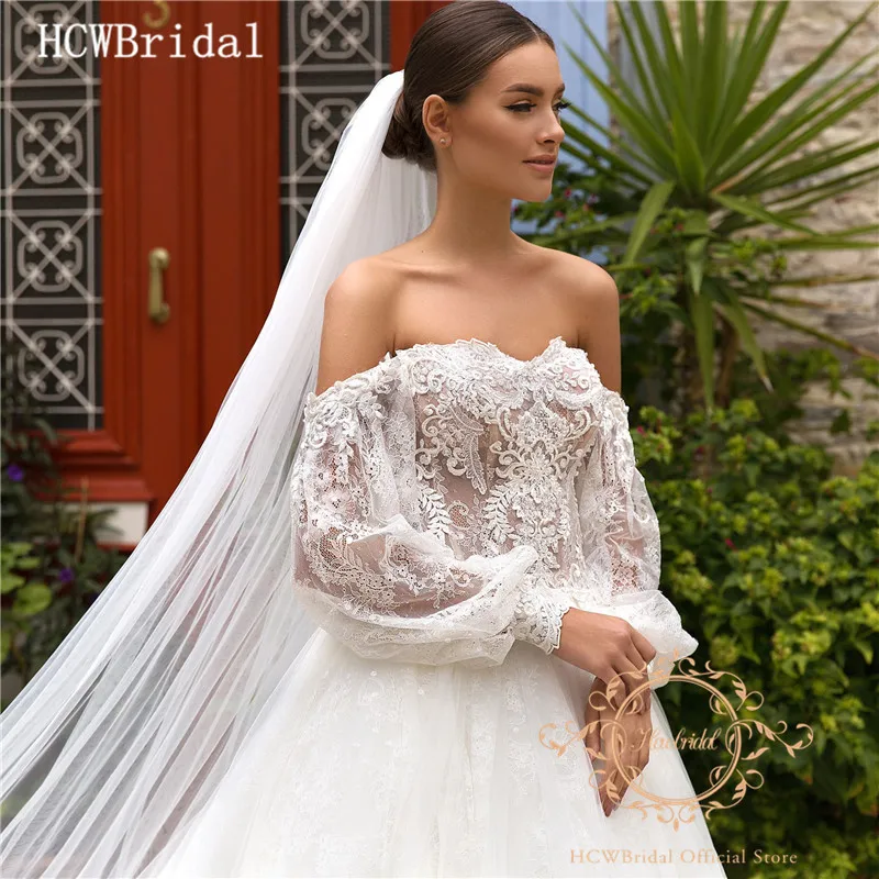 Роскошные кружевные свадебные платья Дубая с длинной вуалью Новое поступление