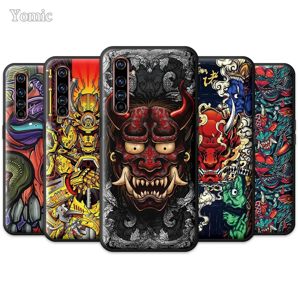 

Soft Case For Realme C3 6 5 7 XT X50 C21 C11 7i C15 X7 Pro V15 5G Mobile Phone Shell Samurai Demon Cool Black Silicone Cover