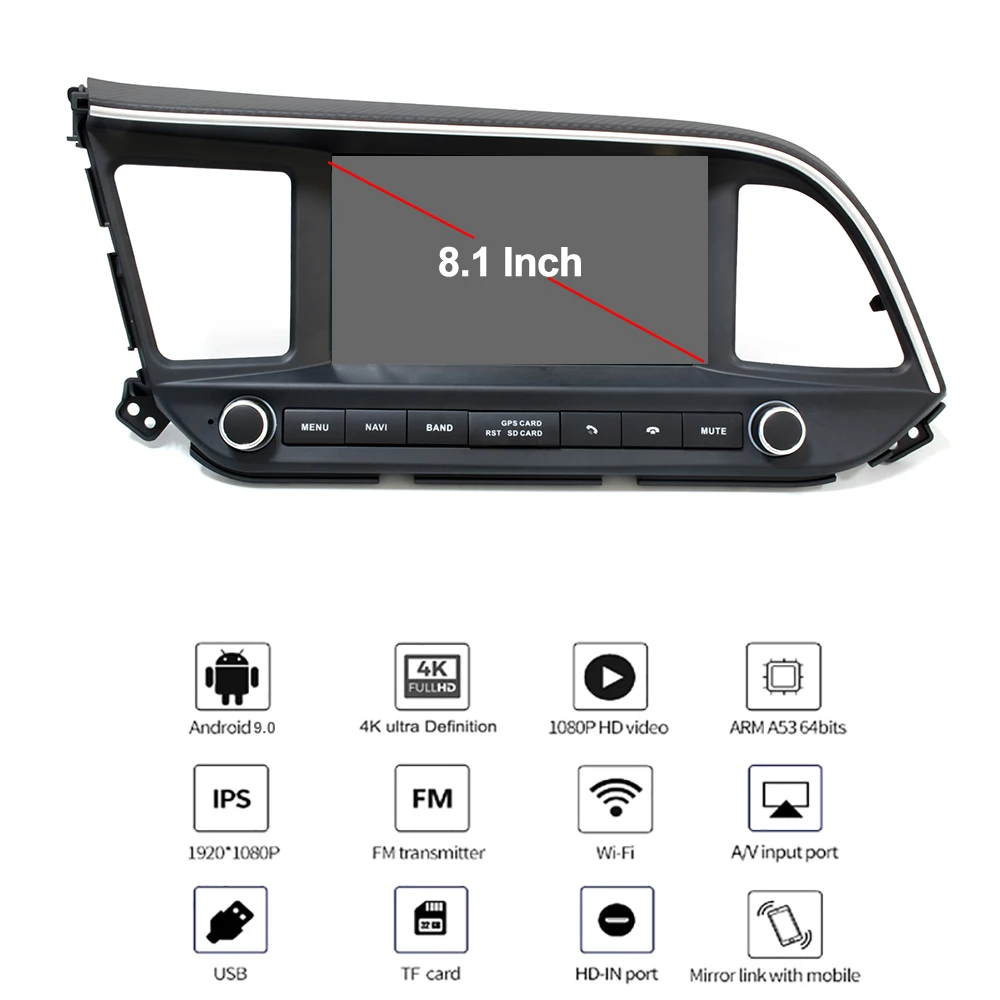 Автомобильный Головной блок YAZH 4 + 64 ГБ Android 9 0 для Hyundai Elantra 2019 GPS навигация