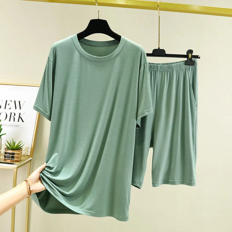 Комплект из 2 предметов 4XL 5XL 6XL размера плюс пижамы для Для мужчин летний лед шелк