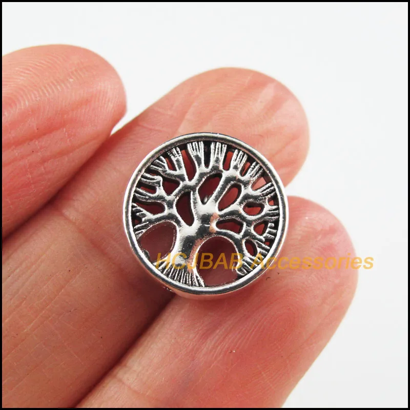 Модные 12 шт. Тибетский Серебристый цвет круглый Дерево Подвески бусины 15