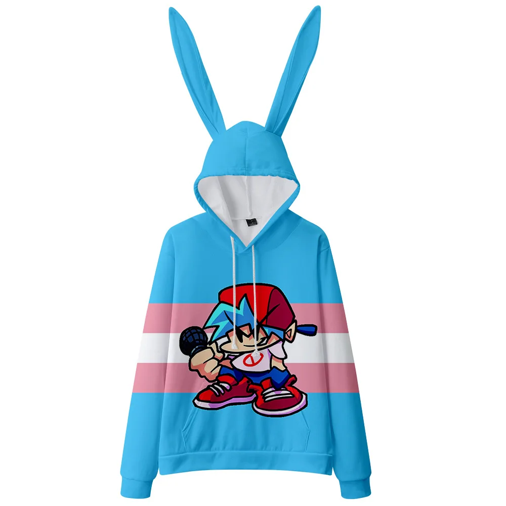 

Cute Sweatshirts Friday Night Funkin 3D Digital Printing Hoodies Men/Women Bunny Ears Hooded Casual Pullover sweatshirt