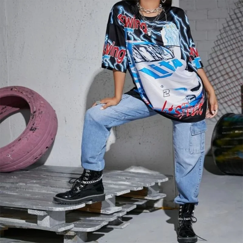 

Punk Goth Letters Graphic T Shirts New Hip Hop Streetwear Fashion Tops Summer Plus Size Casual O-neck Woman Tshirts Brand Design