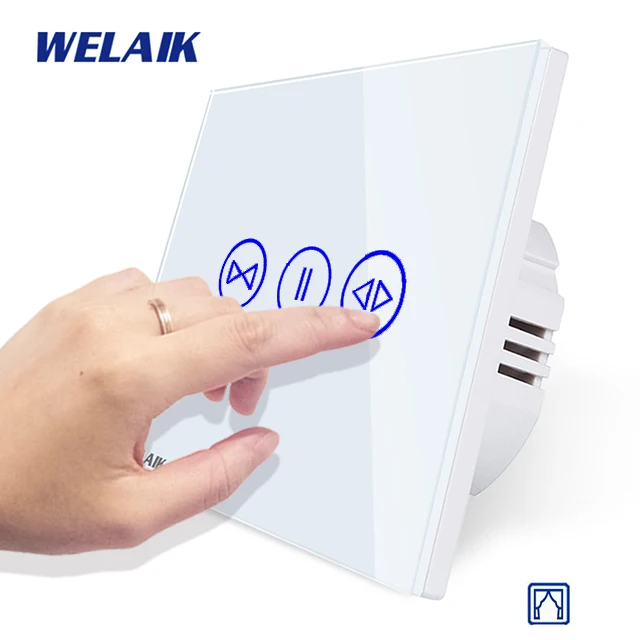 WELAIK Великобритания настенный сенсорный выключатель-Кристалл Стекло-панель Переключатель-контроллер занавеса-Смарт-переключатель B1911CLW/B - Цвет: White Circle