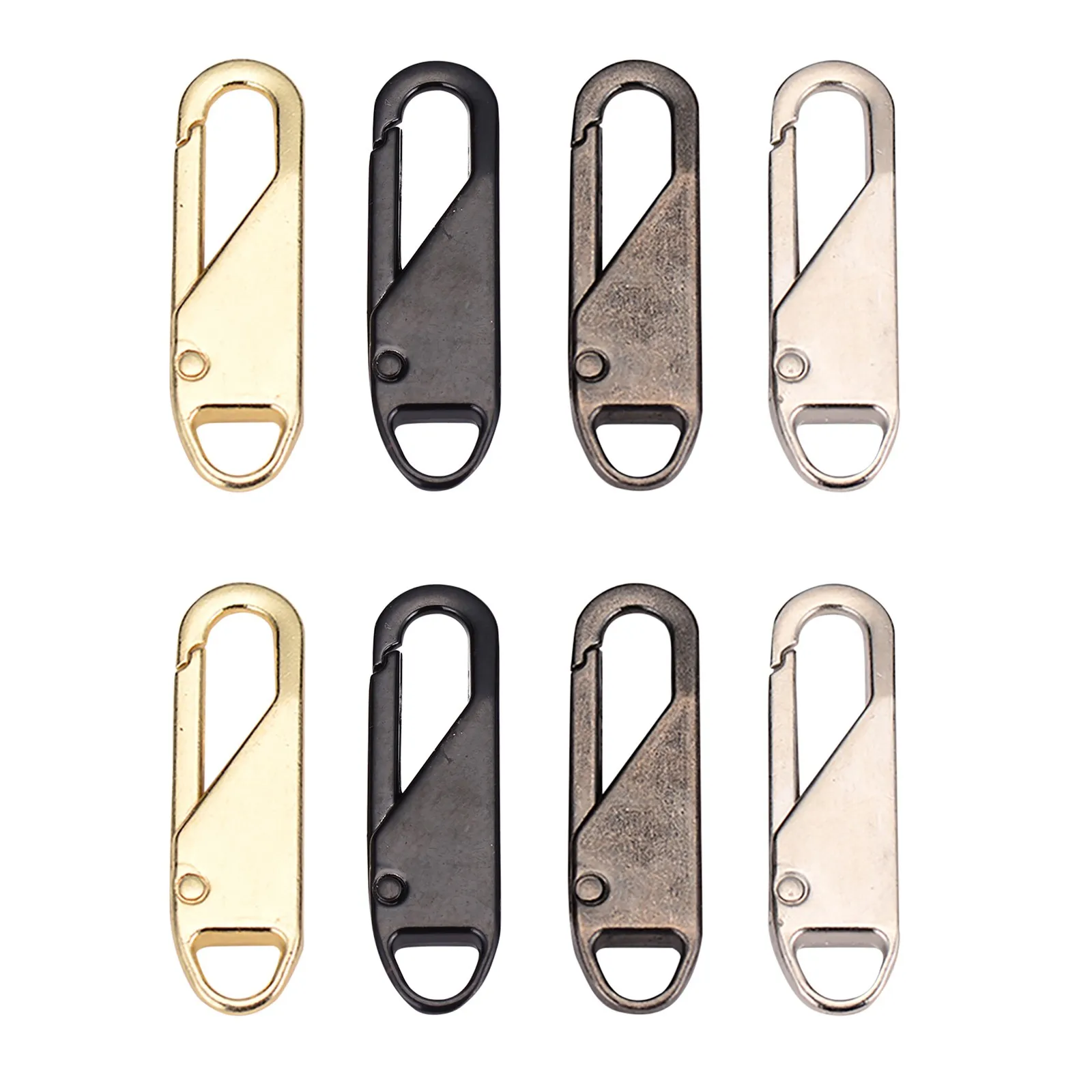 

Top Selling 8PC Universal Zipper Sliders Clothes Detachable Zipper Puller Double Metal Rubber Zippers For Bags Dropshipping