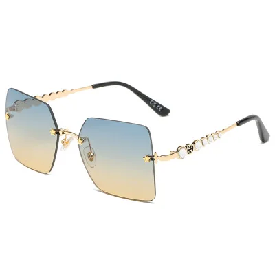 

2021 new sunglasses female trend online celebrity street shooting fashion frameless diamond sunglasses female sunglasses