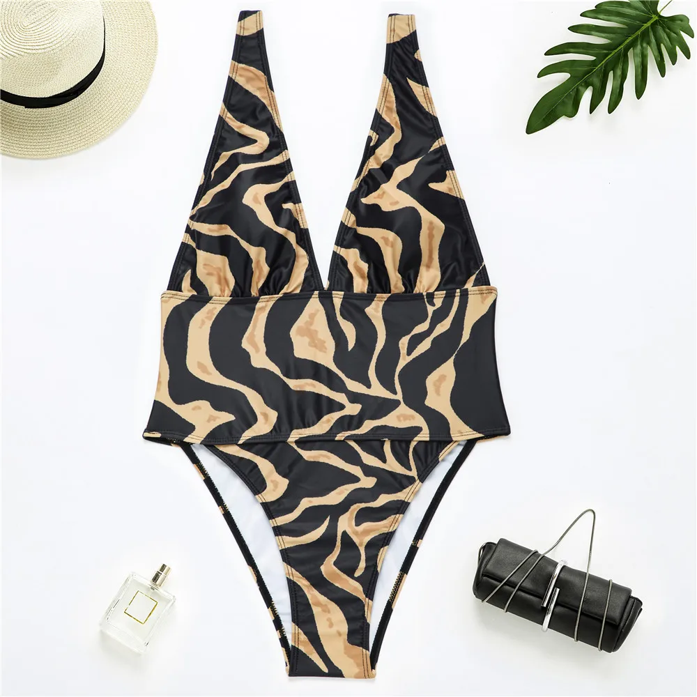 

Summer New Sexy Women One Piece Swimsuit Striped Printed Monokini Bandage Bathing Suit Push Up Padded Swimming suit Swimwear