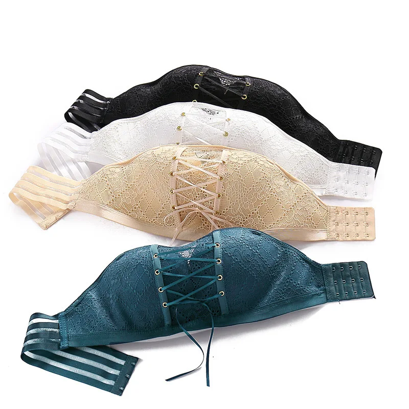 Привлекательный женский кружевной бюстгальтер без бретелек невидимый пуш-ап