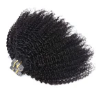 Афро кудрявые вьющиеся ленты для наращивания человеческих волос Бразильская кудрявая Кожа Уток клейкая невидимая лента в волосах 40 штук
