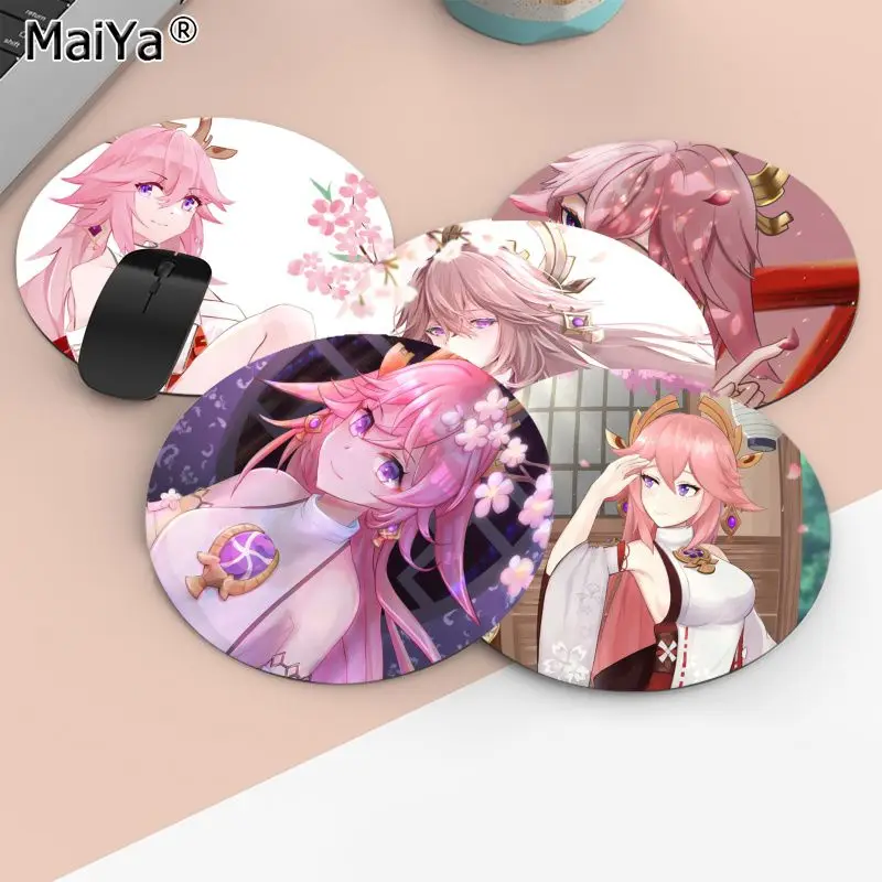 

Резиновый коврик для мыши MaiYa Genshin Impact Yae Miko, для ПК, игровой коврик для мыши с противоскользящим покрытием для ноутбука, ПК, коврик для мышки