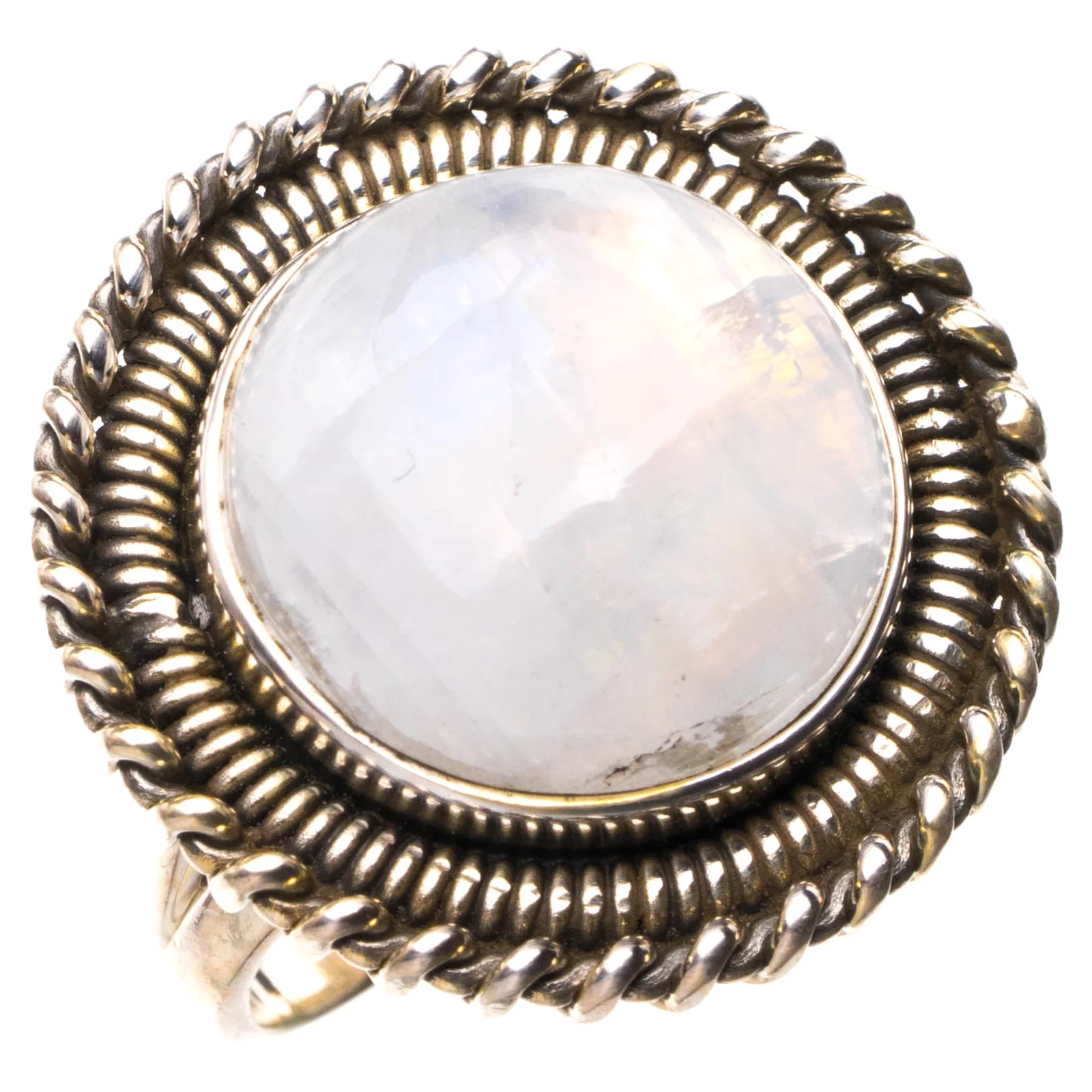 

StarGems Natural Rainbow Moonstone Handmade 925 Sterling Silver Ring 5.25 E3281