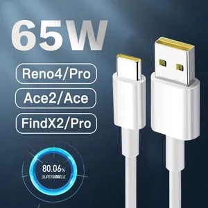 10pcs supervooc 2 0 usb c cable 6 5a type c fast charging data cable for oppo find x3 x2 pro r17 realme x 5 6 x50 x3 x5 pro x50 free global shipping