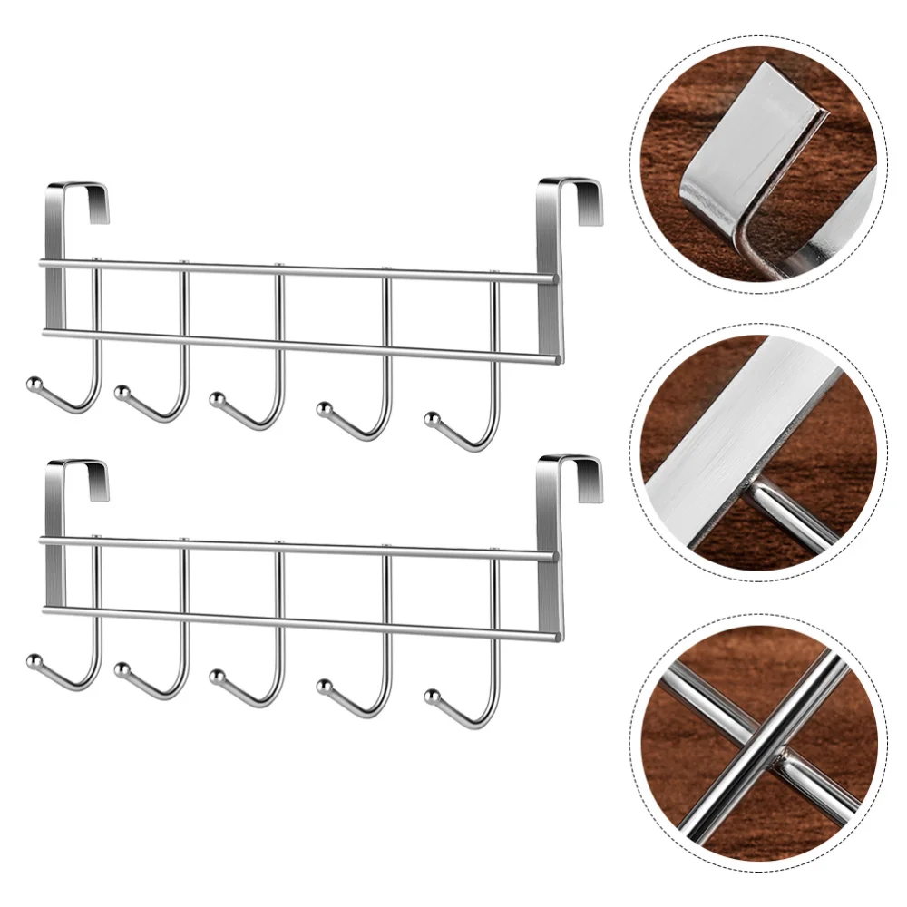 

2pcs Stainless Steel Towel Hook Wall Mounted Bath Towel Hook Hanger with 5 Hooks
