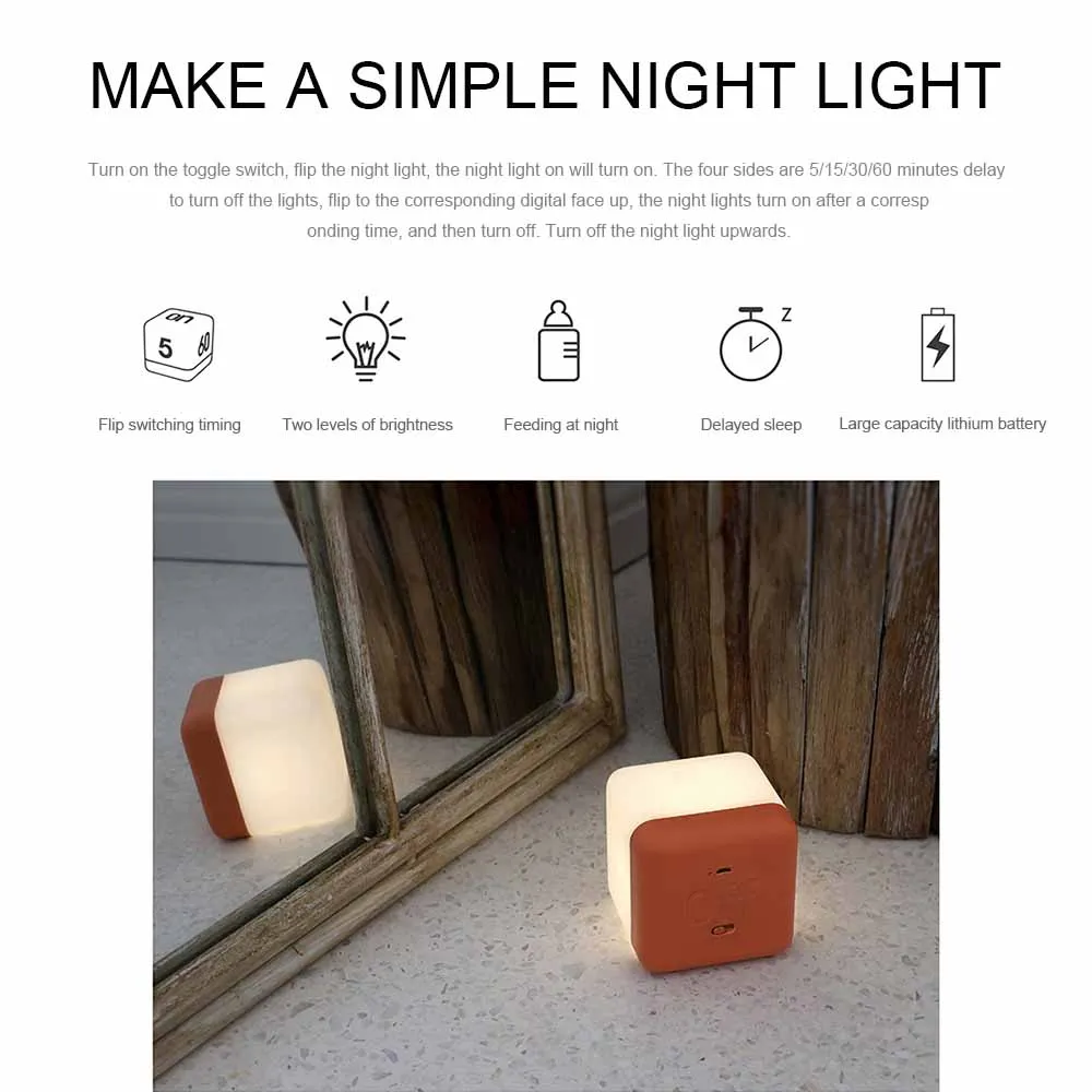 Минималистичный современный хронограф Маленькая ночная лампа USB зарядка