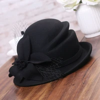 winter hat for women 1920s gatsby style flower warm wool hat winter cap lady party hats cloche bonnet femme asymmetric fedoras