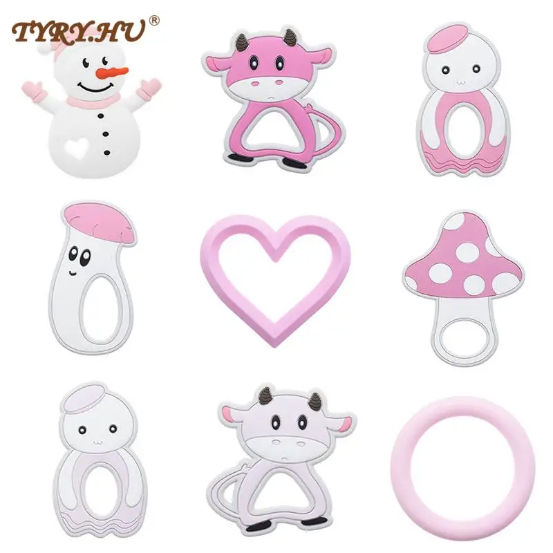 

TYRY.HU 2PC Baby Cartoon Animal Food Grade Silicone Teethers Baby Teething Product Accessories For DIY Pacifier Chains BPA Free