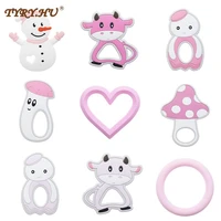 tyry hu 2pc baby cartoon animal food grade silicone teethers baby teething product accessories for diy pacifier chains bpa free