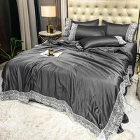 duvets washed simulated silk air conditioning quilt cool in summer quilt lace quilt pure color bedding single without sheets
