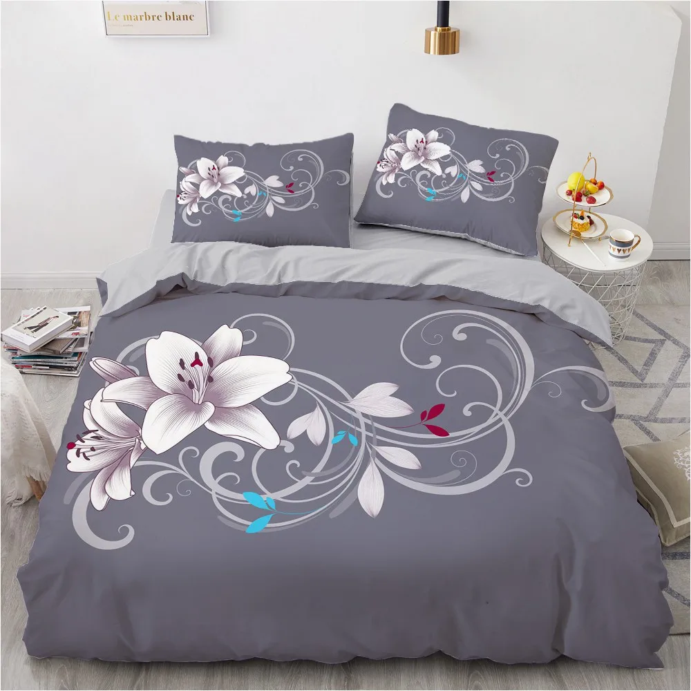 

3D Custom Design Simple Duvet Cover Sets Modern Comforther Covers Flower Pillow Covers 200*230cm Twin Double Size Camel Beddings