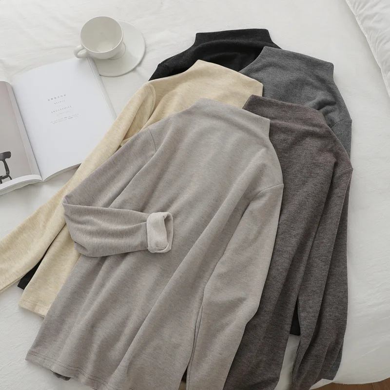 Утепленные топы с ложным воротником на осень и зиму Женский хлопковый УТЕПЛЕННЫЙ