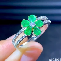 kjjeaxcmy fine jewelry 925 sterling silver inlaid natural emerald new ring fashion girls ring support test hot selling