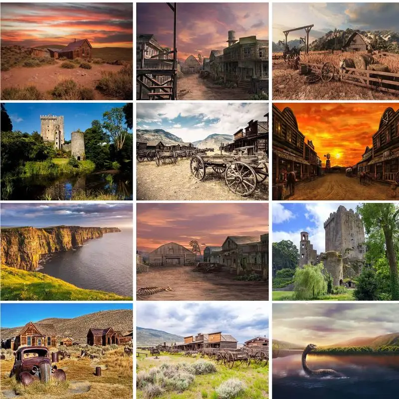 

RUOPOTY Frame DIY Painting By Numbers HandPainted Oil Painting Drawing On Canvas Natural Landscape Picture Wall Decor