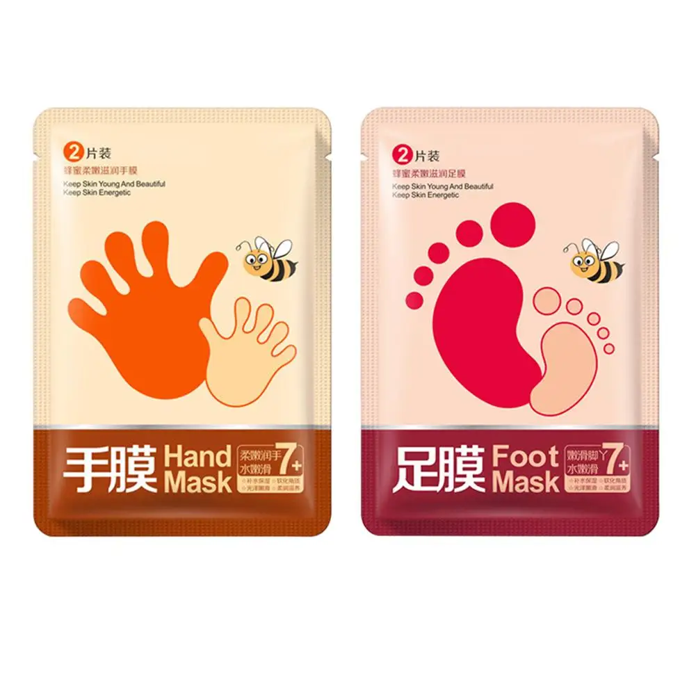 

1Pair Hand/Foot Mask Honey Exfoliate Dead Skin Remove Moisturizing Whitening Peeling Hand Foot Mask Spa